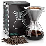 Coffee Gator 'Cafetière "Pour Over avec filtre longue durée en acier inoxydable et Carafe. Dripper pour infuser du café. (800ml)