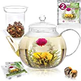 Coffret théière et infuseur en verre Teabloom – Parfait pour le thé en feuilles ou les fleurs de thé – ...
