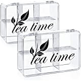 com-four® 2X boîte de Rangement pour thé et sachets de thé - boîte à thé en Plastique Transparent avec 6 ...