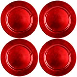 COM-FOUR® 4x sous-assiettes en rouge - soucoupes comme décorations de table - assiettes décoratives pour mariages, fêtes de famille ou ...
