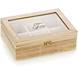 com-four® boîte à thé à 6 Compartiments - boîte de Rangement pour sachets de thé en Bois - boîte pour ...