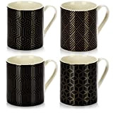 COM-FOUR® Ensemble de 4 tasses à café de style Art déco moderne - tasse à café en céramique - cafetière, ...