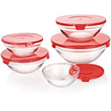 COM-FOUR® Ensemble de 5 bols en verre avec couvercle - bols en verre avec couvercle en 5 tailles - saladier ...