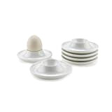 ComSaf Coquetier Blanc Céramique Lot de 6, Accessoire d'œufs Service de Table Parfait pour Déjeuner Repas Pique-Nique et Cuisine