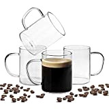 ComSaf Tasse à Café Transparent 400ml Verre Lot de 4, Tasse à thé Mug Tasses Cappucino Idéal pour Soirée Bar ...