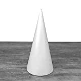 Cone en polystyrène plein, Hauteur 40 cm, Présentoir à macarons, Diamètre de base 18 cm, Styro blanc