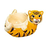 Coquetier Crockery Critters - Tigre de Deluxebase. Coquetiers mignons en céramique en forme d'animaux pour enfants et adultes.