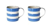 Cornishware Lot de 2 tasses à expresso à rayures bleues et blanches 177 ml