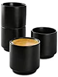 Cosumy Lot de 4 Tasses à Expresso en Céramique Noire - Design Empilable - Parois Épaisses - Lavable au Lave-vaisselle ...