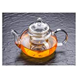 Cosy YcY Théière en verre borosilicate, avec infuseur à thé, théière ou cafetière en verre résistant à la chaleur, peut ...