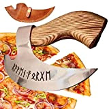Coupe-Pizza Hache Viking | Authentiques Coupe-Pizza médiévaux | Trancheuse à Pizza en Acier Inoxydable avec Manche en Bois | Outils ...