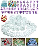 Coupeurs de fondant de fleurs, 73 pièces emporte-pièce pour gâteau plongeur Sugarcraft lettres de l'alphabet tournesol feuille de rose papillon ...