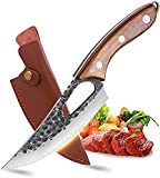 Couteau à Désosser Couteau Viking Couteau avec Etui en Cuir Couteau Extérieur Couteau de Chasse Acier Carboné Couteau de Boucher ...