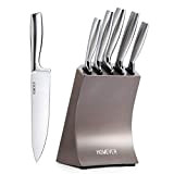 Couteau Cuisine, Ensemble de Couteaux Professionals, 6 Pièces Couteaux Set de Cuisine avec Bloc, Acier Inoxydable, Couteau de Chef, Couteau ...