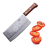 Couteau de Chef Chinois, TJ POP Couteau Chinois de Cuisine Professionnel 19cm Feuille de Boucher Couperet de Cuisine avec Design ...