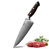 Couteau de Chef Damascus Professionnel - 67 Couches Couteau en Acier Damas VG10, Couteau de Cuisine Ultra-tranchant (8'' Couteaux de ...