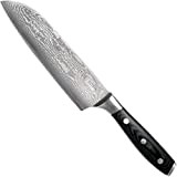Couteau De Cuisine Santoku 18 cm Eden Classic Damast EQ2030-318 Couteau de Chef Japonais pour Couper, Concasser et Transvaser, Acier ...