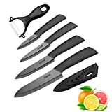 Couteau en céramique ,Cadrim Couteau Cuisine Ensembles de couteaux de cuisine Couteaux chef pour Couper Fruits Légumes Viande 5pcs/Set Noir