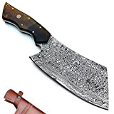 Couteaux Damas - Couteau en acier Damas fait main avec gaine - Manipulation de la surface - Modèle gravé - ...