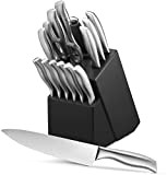 Couteaux de Cuisine, 16 Set Couteau Cuisine en Acier Inoxydable, Bloc de Couteaux avec Support en Bois