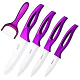 Couteaux de cuisine en céramique 5 en 1 Ensemble couteaux ceramique professionnel avec vestes de protection, léger et Jeslon durable, ...