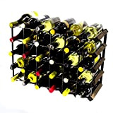 Cranville wine racks Bois Classic 30 (6x4) Bouteille chêne teinté foncé et Support en métal Noir de vin prêt assemblé