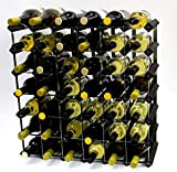 Cranville wine racks Classique 42 Bouteille Noire en Bois teinté et casier à vin en métal galvanisé assemblés prêts