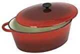Crealys 501750, grande COCOTTE Grand Chef ovale en fonte émaillée 9 litres - Extérieur rouge et intérieur blanc - toutes ...