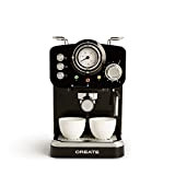 CREATE / THERA RETRO / Machine à café expresso Noir / Pour café moulu et mono-dosettes ESE, Cafetière semi-automatique de ...