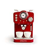 CREATE / THERA RETRO / Machine à café expresso Rouge / Pour café moulu et mono-dosettes ESE, Cafetière semi-automatique de ...