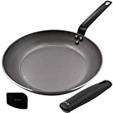 Crucible Cookware Poêle à frire en acier carbone de 30,5 cm, 1 support en silicone, 1 raclette