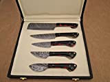Custom Made Hand Forged Damascus Steel Full Tang Blade Kitchen Knife Set, Overall 40 inches Length of Damascus Sharp Knives ...