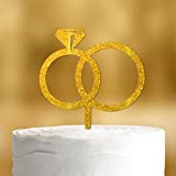 Dankeskarte.com Anneaux de décoration pour gâteau de mariage - Verre acrylique doré pailleté - XL - Décoration de gâteau - ...