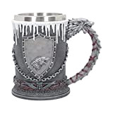 DCSCRFE Game of Thrones Tasse à bière avec poignée, cadeau de bière pour homme, en acier inoxydable, style gothique, accessoire ...