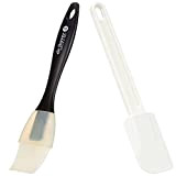 DE BUYER - 4807.00N -pinceau patissier silicone - Noir - l.19.5 cm & 891.24N -spatule maryse patisserie L.25 cm, Blanc