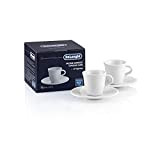 De'Longhi DLSC308 2 tasses à café by Tognana, 70 milliliters, Porcelaine Céramique, Blanche/soucoupes
