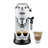 DELONGHI Dedica Style, Machine expresso pour préparer des boissons café et lactées, EC685W, Blanc