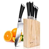 Denkich Couteau Cuisine, 6 Pièces Set Couteau Cuisine en Allemagne Acier Inoxydable, Couteaux de Cuisine Professionnels avec Bloc Couteaux en ...