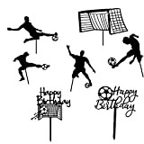 Dilightnews 7 Pièces Happy Birthday Cupcake Topper, Toppers de Cupcake d'anniversaire de Football, Football Cake Topper, Happy Birthday Cake Topper, ...