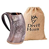 Divit Viking Fini Naturel Corne à boire Chope (Vegvisir, Polished)