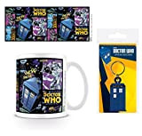 Doctor Who, Comic Strip Tasse À Café Mug (9x8 cm) Et 1 Doctor Who, Porte-Clés (6x4 cm)