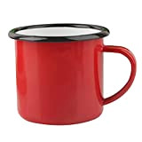 DOITOOL Mug 1 tasse en émail rouge classique rétro Grande capacité Tasse à boire au lait café pour la maison ...