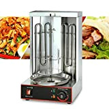 Döner Kebab Machine à viande de poulet verticale avec deux tubes de chauffage réglables 50-300 ℃ 3KW