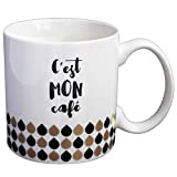 DRAEGER PARIS | Mug Black & Gold porcelaine fine"C'est mon café" |Tasse à café à offrir à vos collègues, amis, ...