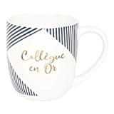 DRAEGER PARIS | Mug blanc et bleu en céramique"Collègue en or" | Idée Cadeau Mug Humour pour Collègue, Frère, Ado, ...