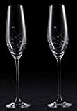 Dranex Lot de 2 flûtes à Champagne en Verre de Cristal taillé à la Main avec des éléments Swarovski