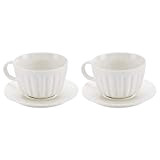 Dualit Tasse Cappuccino en Porcelaine Blanche (2 Tasses et 2 Soucoupes) - Service Café Porcelaine/Cendre d’Os - Micro-ondes et Lave-vaisselle ...