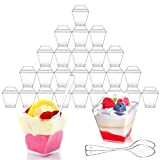 Echify Mini Tasses à Dessert - 50 pièces 2 oz | 60 ml Verrines Plastiques Gobelets à Dessert Réutilisables avec ...