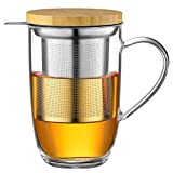 ecooe 440ml Tasse à thé en Verre Borosilicate, avec tamis ultra fin en Acier inoxydable 18/10, Tasse pour café jus ...