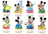 Ediblecakedecorations Lot de 30 décorations Bébé Mickey Mouse en papier comestible à poser à la verticale sur des cupcakes/gâteaux - Thème : ...
